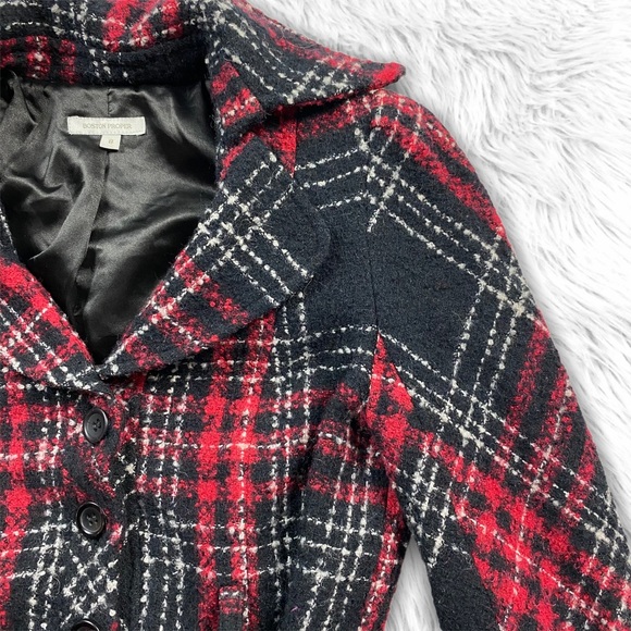 Boston Proper Tweed Plaid Peplum Belted Jacket - Picture 3 of 5